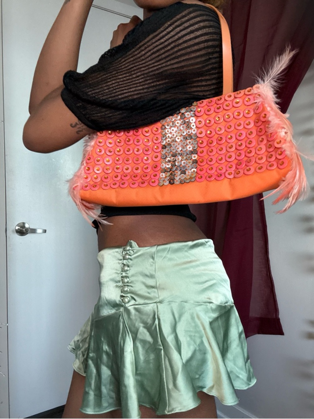 Stylish Pink Sequin Women's Bag